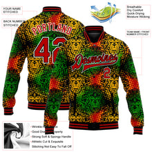 Laden Sie das Bild in den Galerie-Viewer, Custom Black Red-White Black History Month 3D Pattern Design Bomber Full-Snap Varsity Letterman Jacket
