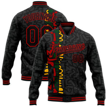 Laden Sie das Bild in den Galerie-Viewer, Custom Black Red Black History Month 3D Pattern Design Bomber Full-Snap Varsity Letterman Jacket
