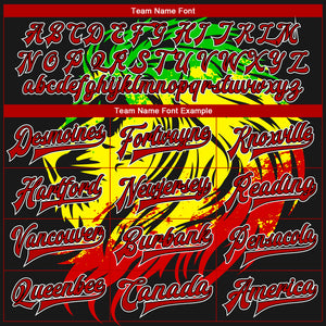 Custom Black Red-Kelly Green Black History Month Lion 3D Pattern Design Bomber Full-Snap Varsity Letterman Jacket