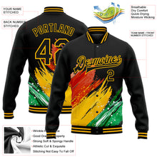 Load image into Gallery viewer, Custom Black Gold Red-Kelly Green Black History Month 3D Pattern Design Bomber Full-Snap Varsity Letterman Jacket
