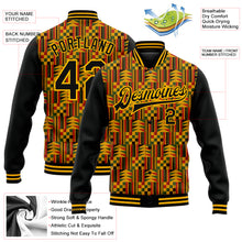 Load image into Gallery viewer, Custom Black Gold Red-Kelly Green Black History Month 3D Pattern Design Bomber Full-Snap Varsity Letterman Jacket
