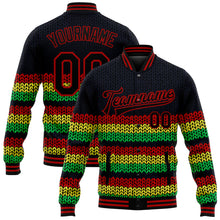 Charger l&#39;image dans la galerie, Custom Black Red Kelly Green-Gold Black History Month 3D Pattern Design Bomber Full-Snap Varsity Letterman Jacket
