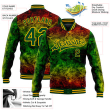 Загрузить изображение в средство просмотра галереи, Custom Red Green-Gold Black History Month 3D Pattern Design Bomber Full-Snap Varsity Letterman Jacket
