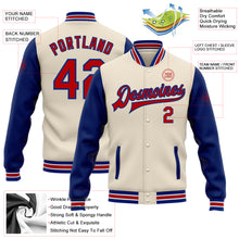 Загрузить изображение в средство просмотра галереи, Custom Cream Red-Royal Bomber Full-Snap Varsity Letterman Two Tone Jacket
