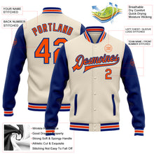 Загрузить изображение в средство просмотра галереи, Custom Cream Orange-Royal Bomber Full-Snap Varsity Letterman Two Tone Jacket
