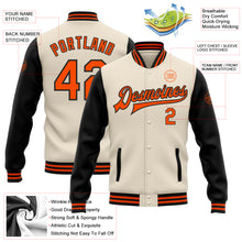 Charger l&#39;image dans la galerie, Custom Cream Orange-Black Bomber Full-Snap Varsity Letterman Two Tone Jacket
