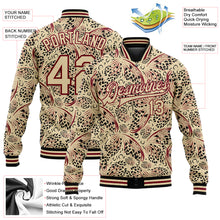 Load image into Gallery viewer, Custom City Cream Crimson-Black Animal Print 3D Pattern Design Bomber Full-Snap Varsity Letterman Jacket
