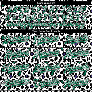 Custom White Kelly Green-Black Bright Leopard Print 3D Pattern Design Bomber Full-Snap Varsity Letterman Jacket