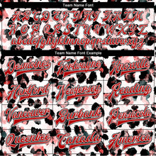 Load image into Gallery viewer, Custom White Red-Black Leopard Print 3D Pattern Design Bomber Full-Snap Varsity Letterman Jacket
