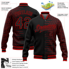 Load image into Gallery viewer, Custom Black Red Halftone 3D Pattern Design Bomber Full-Snap Varsity Letterman Jacket
