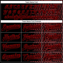 Load image into Gallery viewer, Custom Black Red Halftone 3D Pattern Design Bomber Full-Snap Varsity Letterman Jacket
