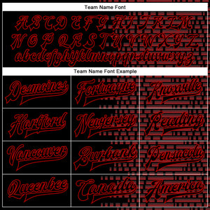 Custom Black Red Halftone 3D Pattern Design Bomber Full-Snap Varsity Letterman Jacket