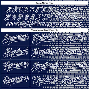 Custom Navy White Halftone 3D Pattern Design Bomber Full-Snap Varsity Letterman Jacket