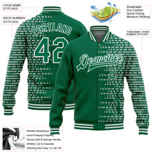 Load image into Gallery viewer, Custom Kelly Green White Halftone 3D Pattern Design Bomber Full-Snap Varsity Letterman Jacket
