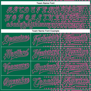 Custom Kelly Green Pink Halftone 3D Pattern Design Bomber Full-Snap Varsity Letterman Jacket