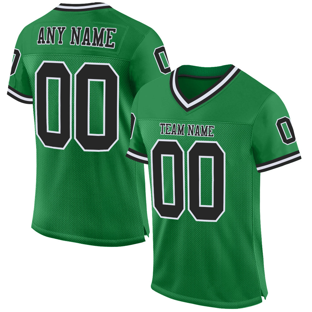 Cheap Custom Grass Green White-Black Mesh Authentic Throwback Football  Jersey Free Shipping – CustomJerseysPro