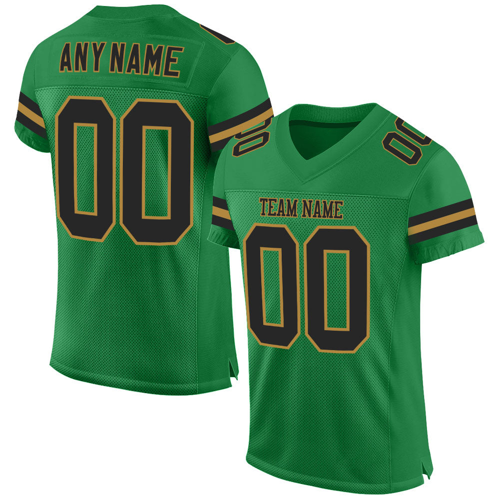 Custom Grass Green Red-Black Mesh Authentic Throwback Football Jersey  Discount