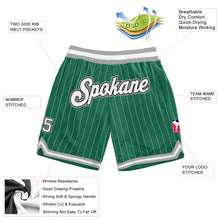 Load image into Gallery viewer, Custom Kelly Green White Pinstripe White-Gray Authentic Basketball Shorts
