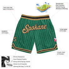 Загрузить изображение в средство просмотра галереи, Custom Kelly Green White Pinstripe Old Gold-Black Authentic Basketball Shorts
