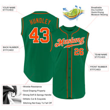 Load image into Gallery viewer, Custom Kelly Green Orange-White Authentic Sleeveless Baseball Jersey
