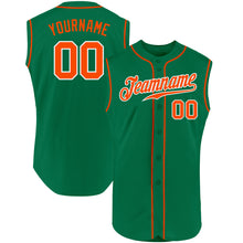 Load image into Gallery viewer, Custom Kelly Green Orange-White Authentic Sleeveless Baseball Jersey
