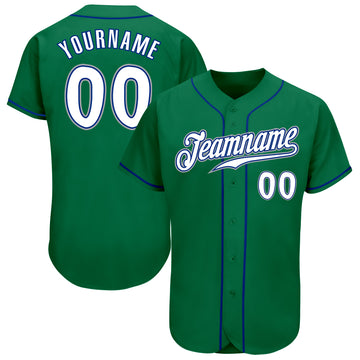 Custom Kelly Green White-Royal Authentic Baseball Jersey