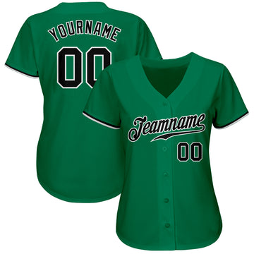 Custom Kelly Green Black-White Authentic Baseball Jersey