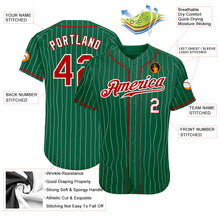 Load image into Gallery viewer, Custom Kelly Green White Pinstripe Red-White Authentic Baseball Jersey
