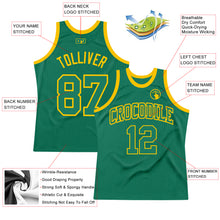 Laden Sie das Bild in den Galerie-Viewer, Custom Kelly Green Kelly Green-Gold Authentic Throwback Basketball Jersey
