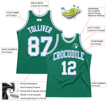 Laden Sie das Bild in den Galerie-Viewer, Custom Kelly Green White-Light Blue Authentic Throwback Basketball Jersey
