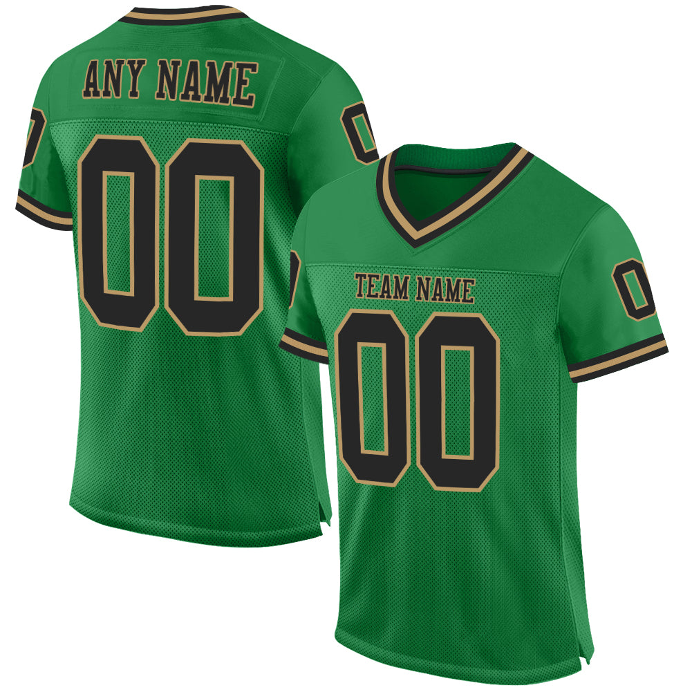 Cheap Custom Green White-Gold Mesh Authentic Throwback Football Jersey Free  Shipping – CustomJerseysPro