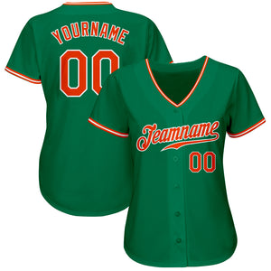 Custom Kelly Green Orange-White Authentic Baseball Jersey