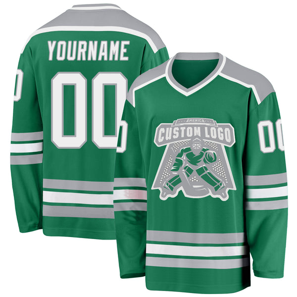 Custom Blue White-Neon Green Hockey Jersey Discount