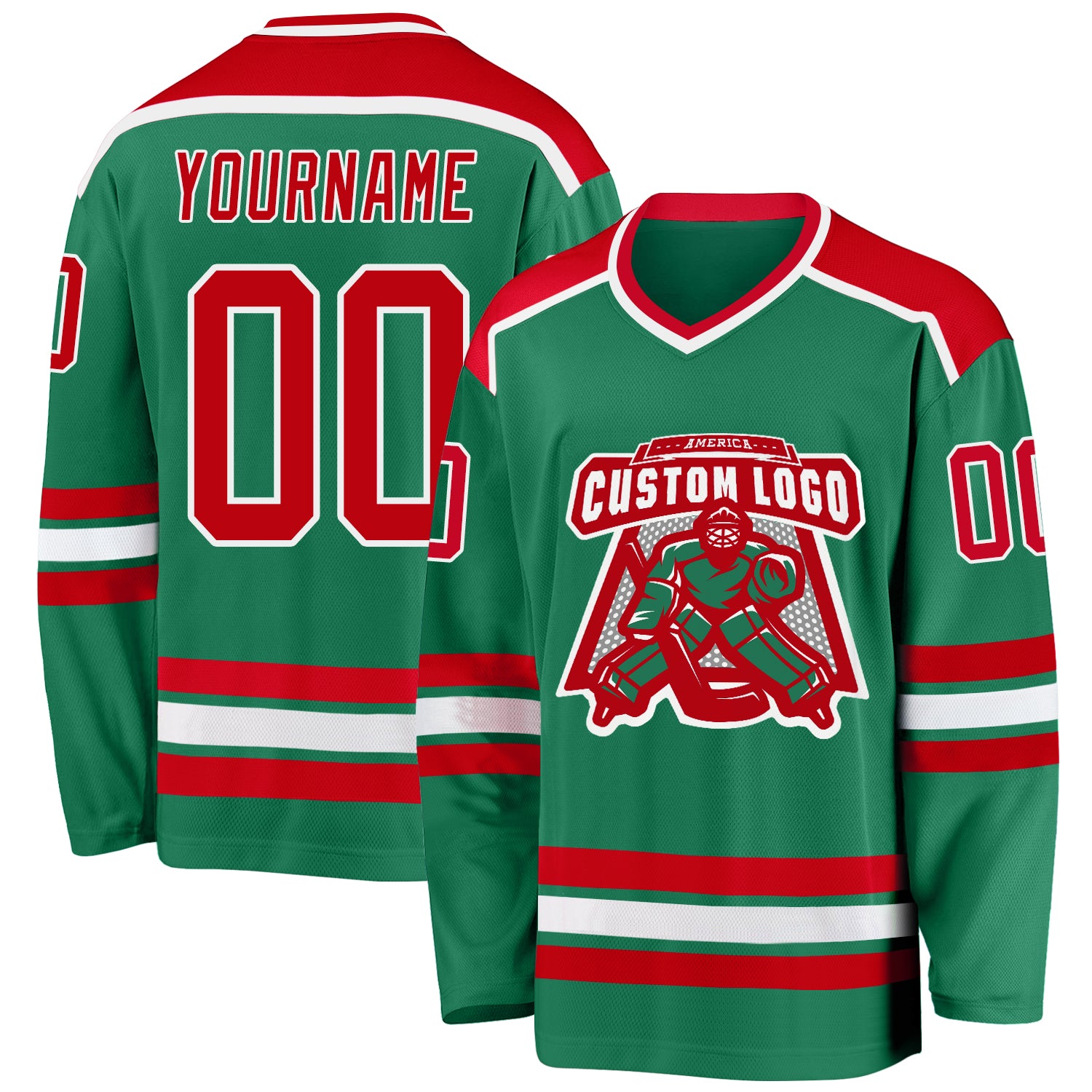Cheap Custom White Red-Green Hockey Jersey Free Shipping – CustomJerseysPro