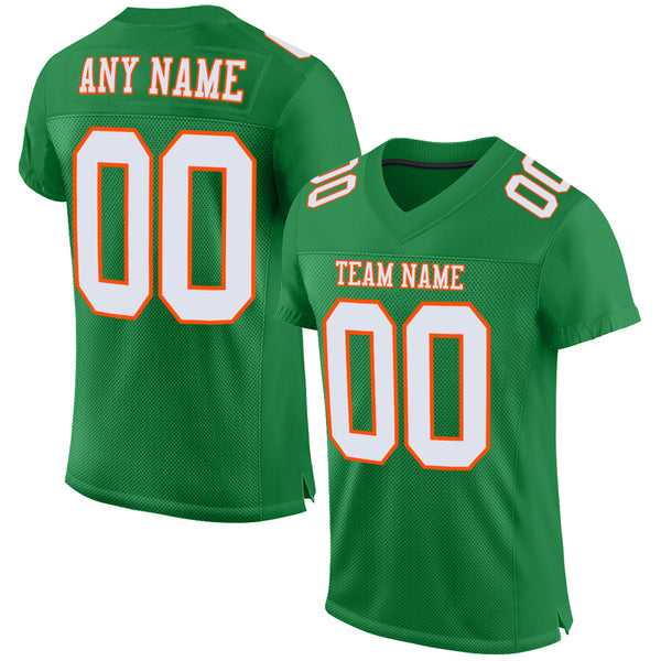 Custom Orange Green-White Mesh Authentic Football Jersey