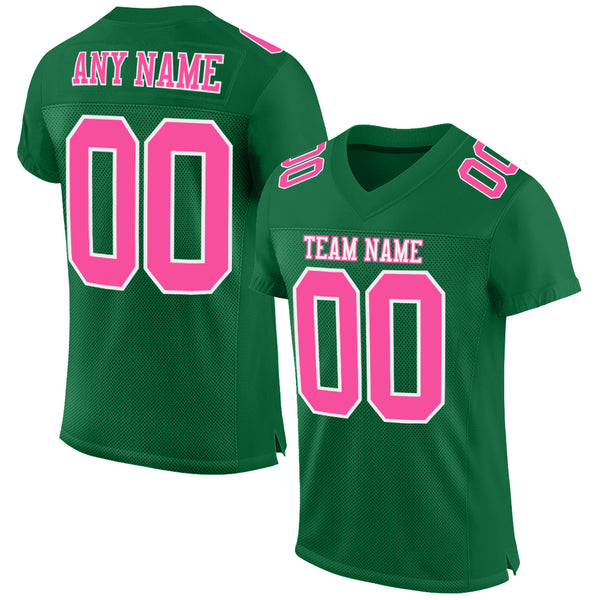 Cheap Custom Kelly Green Pink-White Mesh Authentic Football Jersey Free  Shipping – CustomJerseysPro