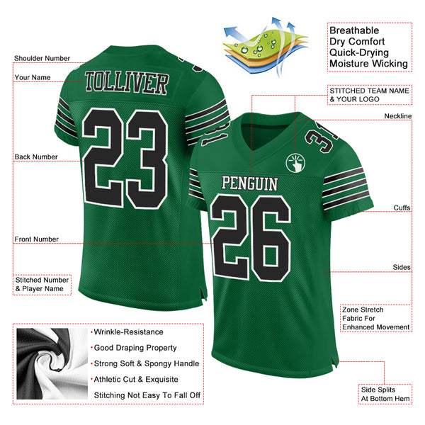 Cheap Custom Black Kelly Green-White Mesh Authentic Football Jersey Free  Shipping – CustomJerseysPro