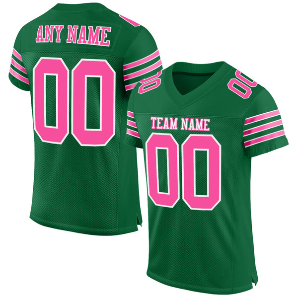 Cheap Custom White Pink-Kelly Green Mesh Authentic Football Jersey Free  Shipping – CustomJerseysPro