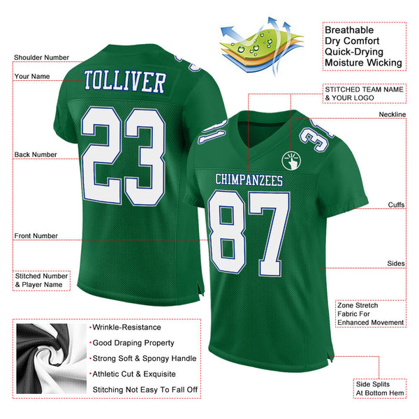 Cheap Custom Kelly Green Pink-White Mesh Authentic Football Jersey Free  Shipping – CustomJerseysPro