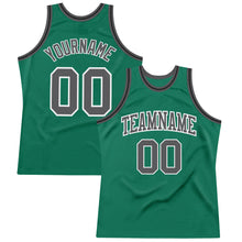 Laden Sie das Bild in den Galerie-Viewer, Custom Kelly Green Steel Gray-White Authentic Throwback Basketball Jersey
