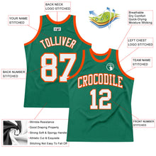 Laden Sie das Bild in den Galerie-Viewer, Custom Kelly Green White-Orange Authentic Throwback Basketball Jersey
