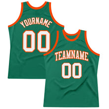 Load image into Gallery viewer, Custom Kelly Green White-Orange Authentic Throwback Basketball Jersey
