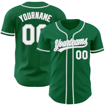 Custom Kelly Green White-Gray Authentic Baseball Jersey