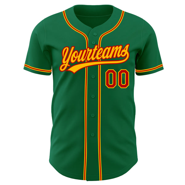 Custom Green Red-Gold Authentic Baseball Jersey