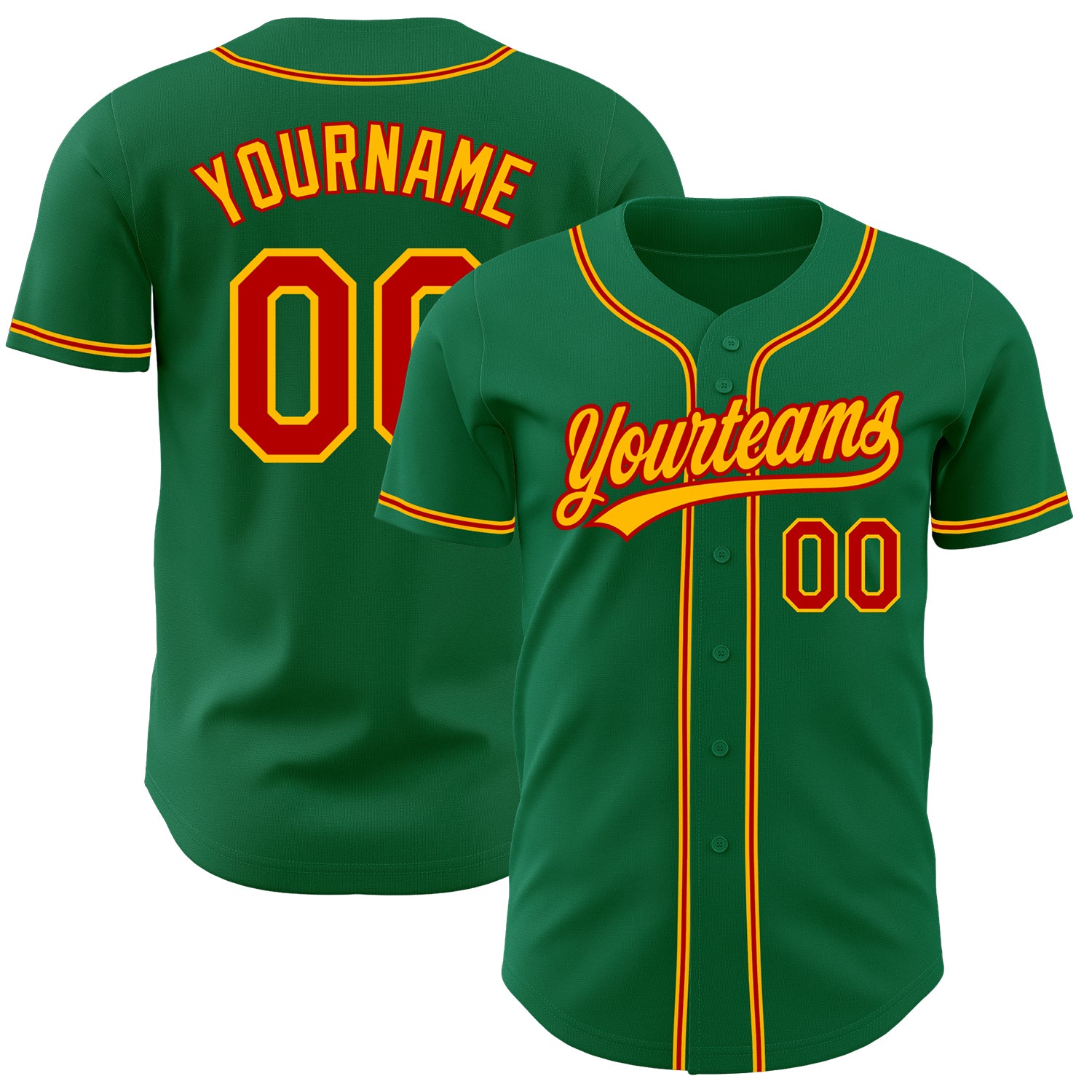 Custom Green Red-Gold Authentic Baseball Jersey