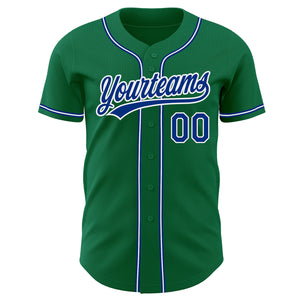 Custom Kelly Green Royal-White Authentic Baseball Jersey