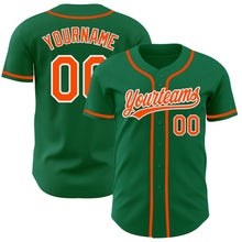 Load image into Gallery viewer, Custom Kelly Green Orange-White Authentic Baseball Jersey
