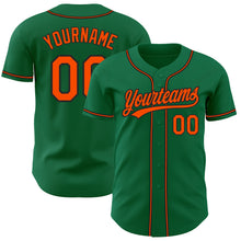 Load image into Gallery viewer, Custom Kelly Green Orange-Black Authentic Baseball Jersey
