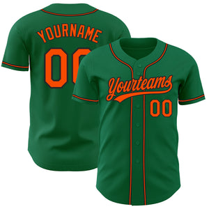 Custom Kelly Green Orange-Black Authentic Baseball Jersey