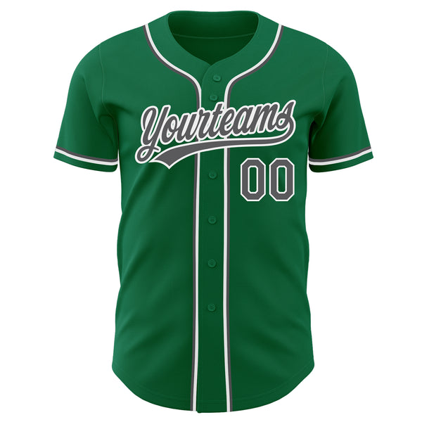 Cheap Custom Green Gray-White Authentic Baseball Jersey Free